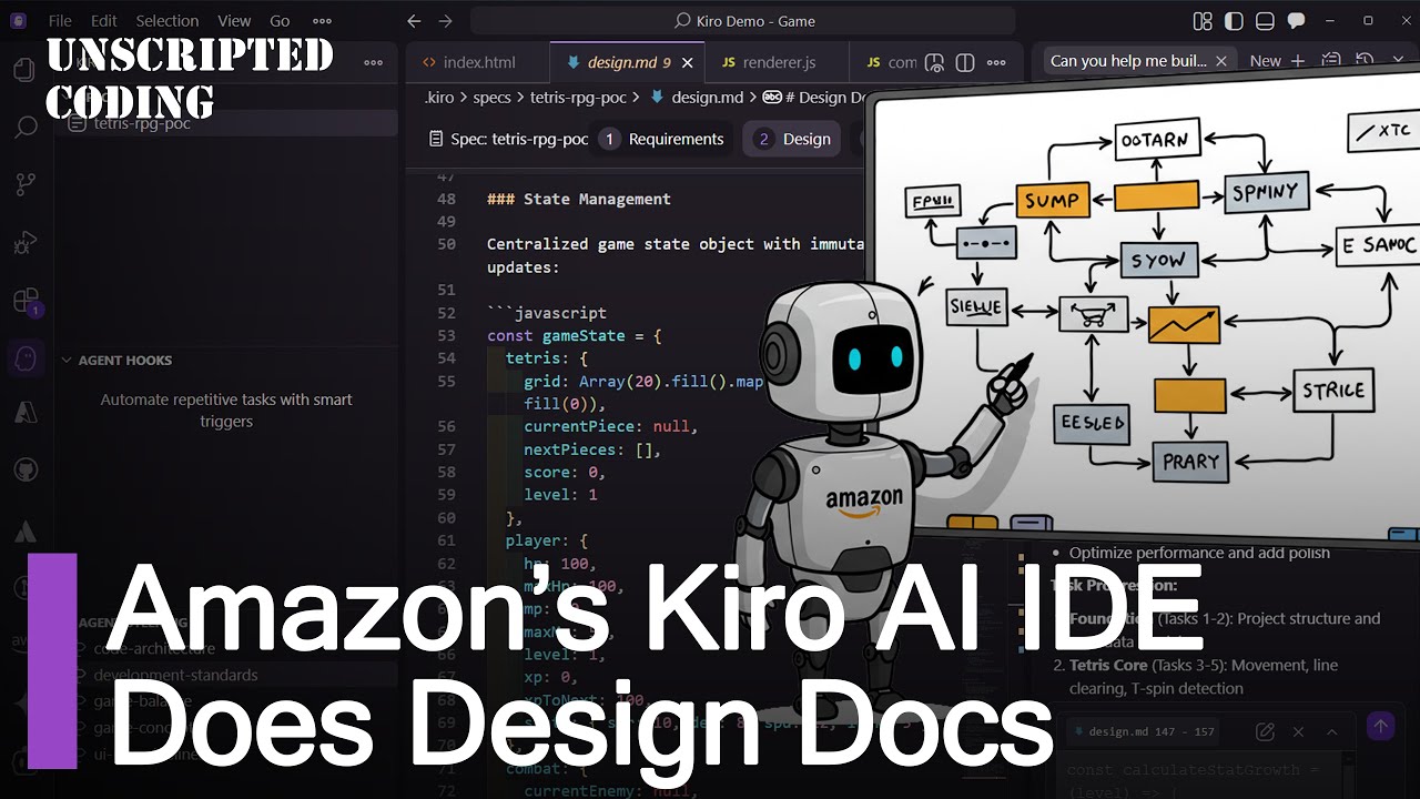 Amazon's CLEVER AI coding tool - AWS Kiro AI IDE design docs - the BETTER Cursor | Unscripted Coding