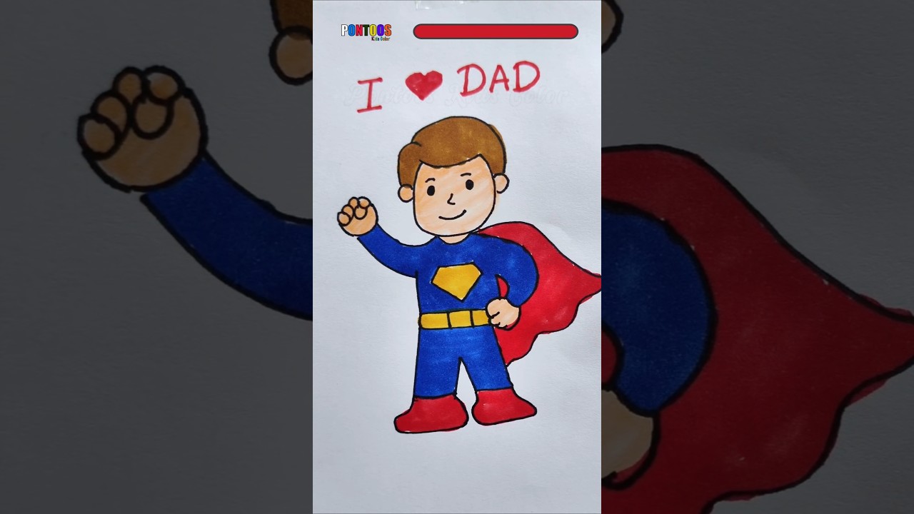 Step by Step Fathers Day Drawing | Dad Superhero drawing for kids 🦸&zwj;♀️🦸&zwj;♀️