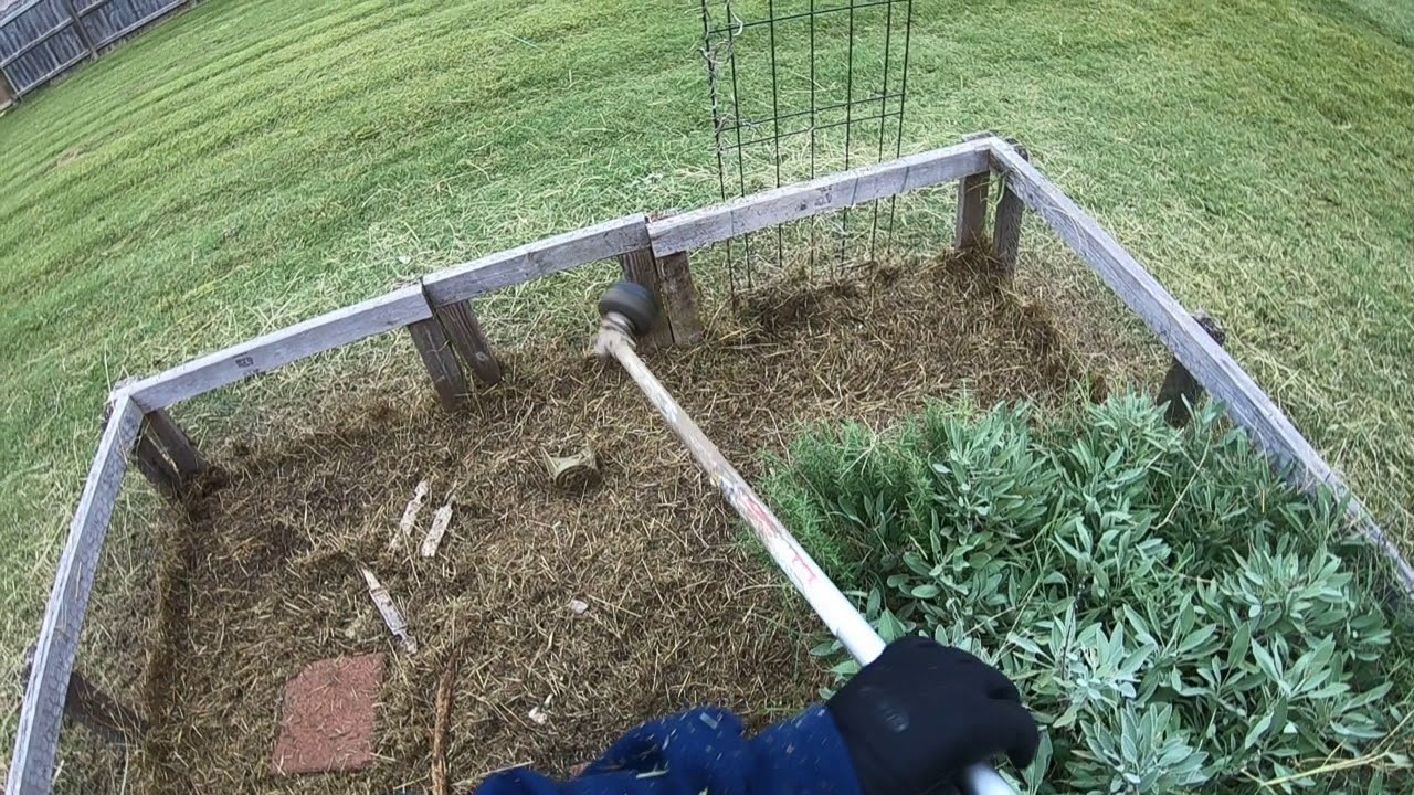 How to cut tall grass with a weed eater in the freezing cold echo means business