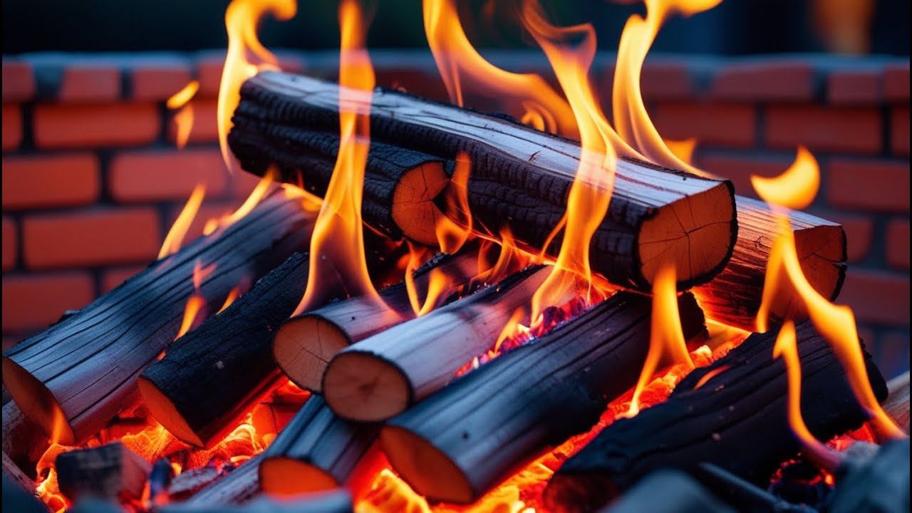 🔥Slow Burning Fireplace Logs Creating a Deep, Comforting Glow with Natural Crackling Sounds.