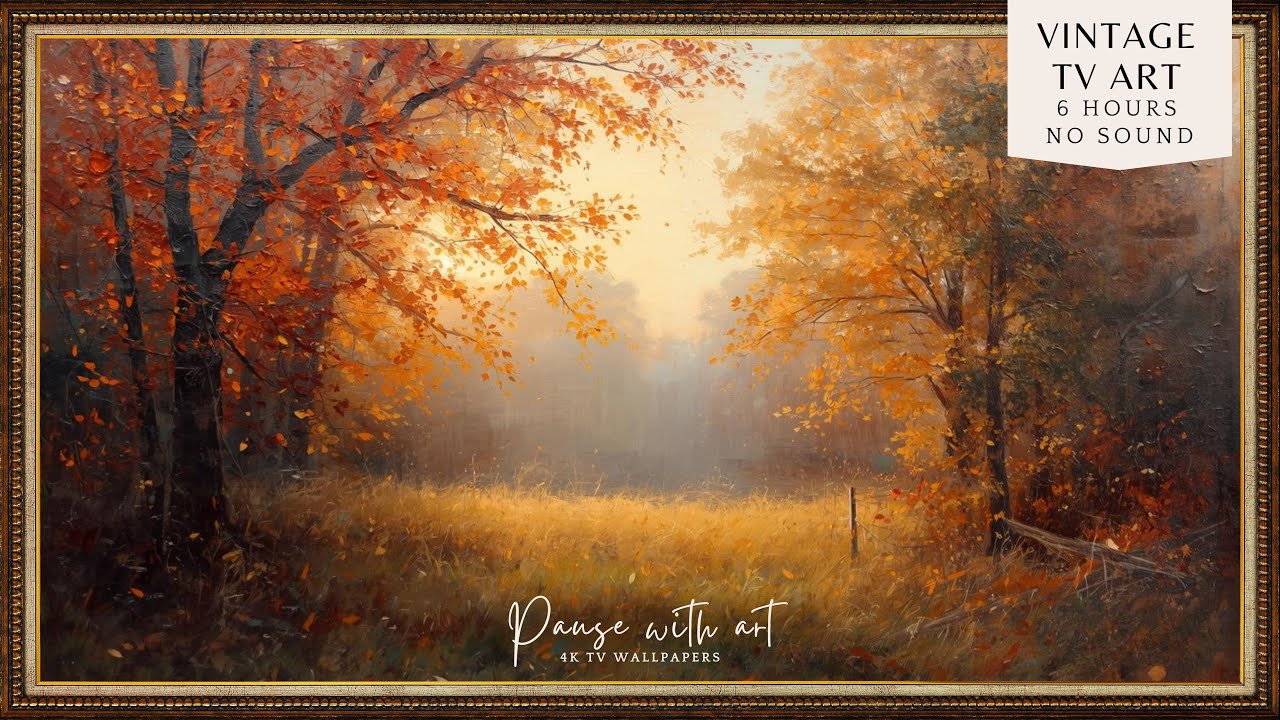 Cozy Golden Fall Landscape | Moody Countryside Dreamscape Background | 4K TV Art Wallpaper