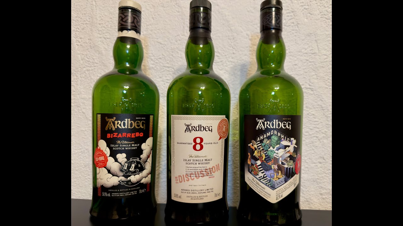 SCOTCH WHISKY. ARDBEG 8 Y.O. 50.8% ABV,  ARDBEG ANAMORPHIC 48.2% ABV, & ARDBEG BIZARREBQ 50.9% ABV