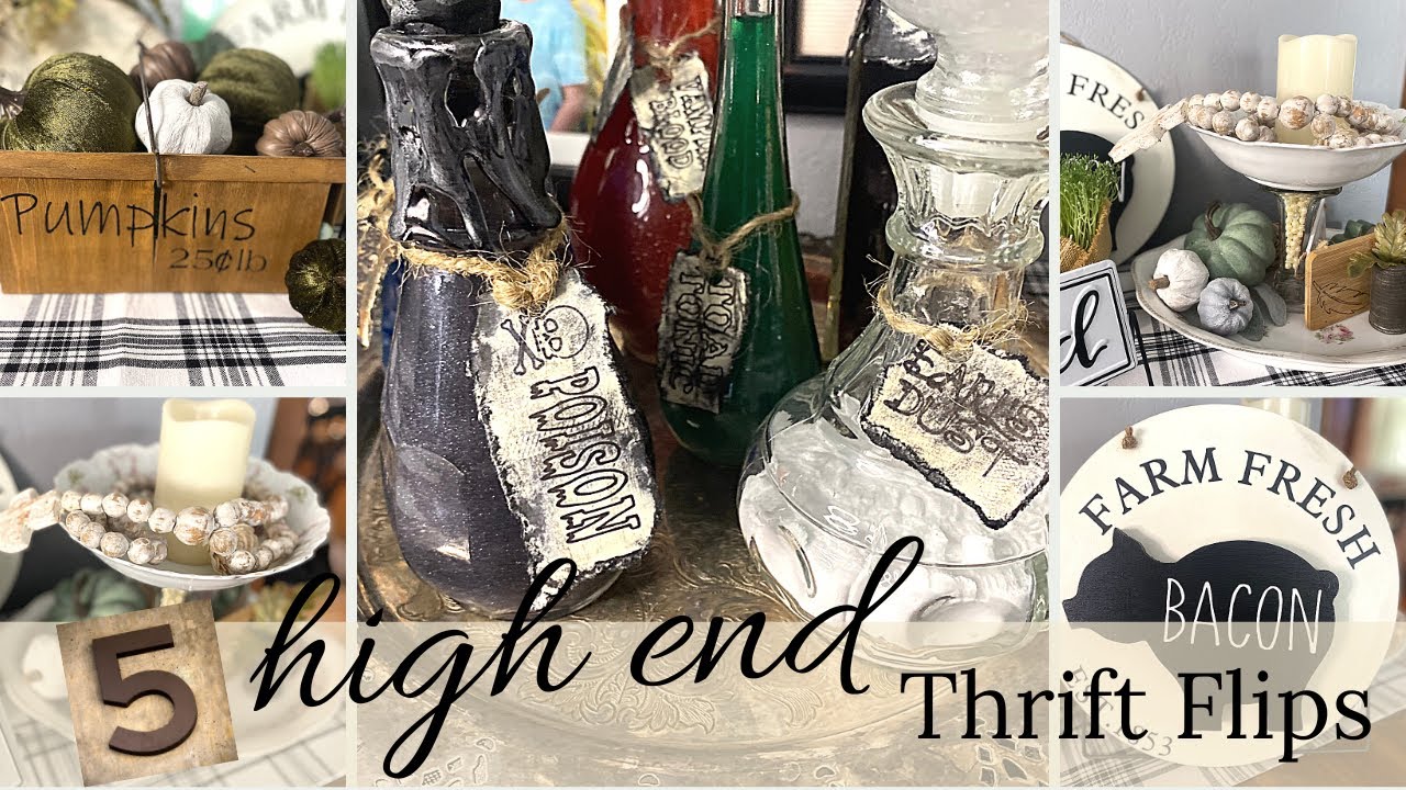 🍂 5 HIGH END Thrift Flips ~ Upcycled Trash to Treasure Home Décor ~ 5 Under $5 ~ GIFTAWAY