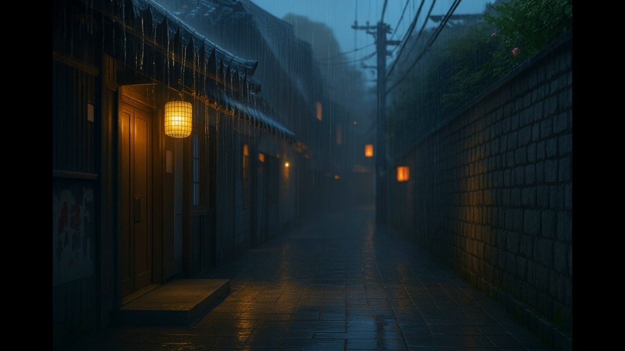Fall Asleep Fast | Rain on Korean Alley at Night | 10 Hours