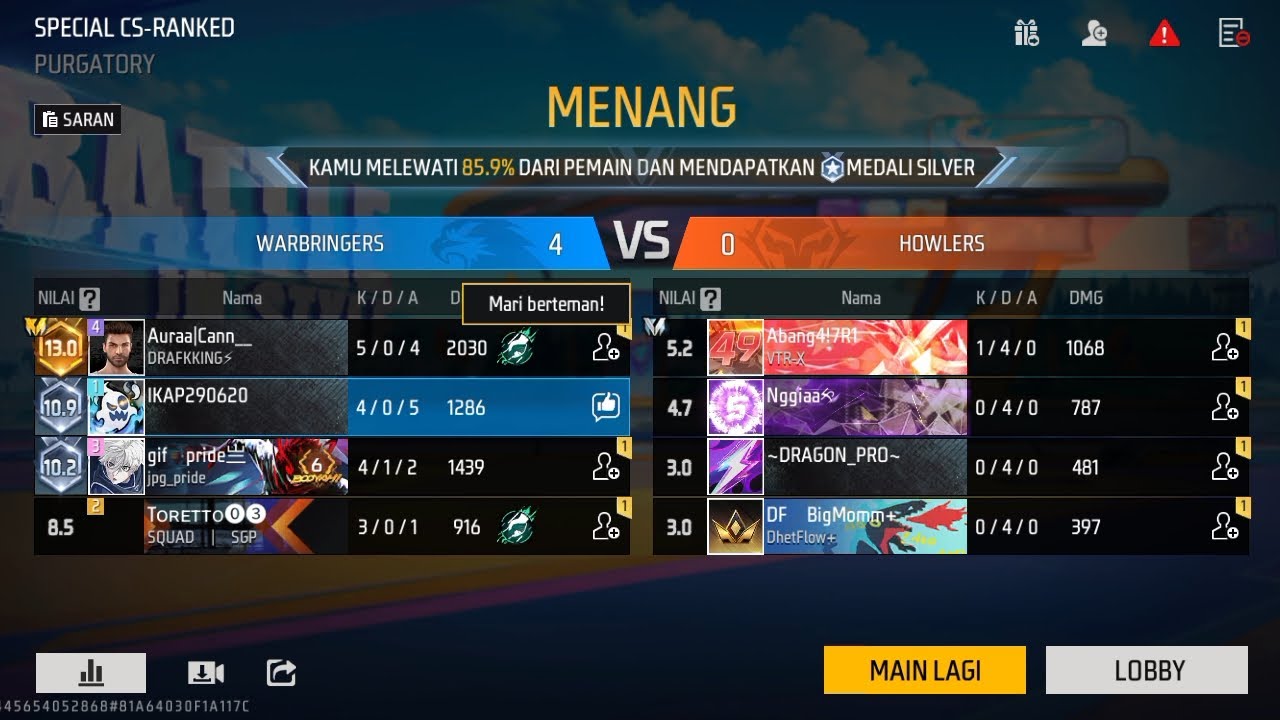 Bermain CS-RANKED S35 Free Fire MAX