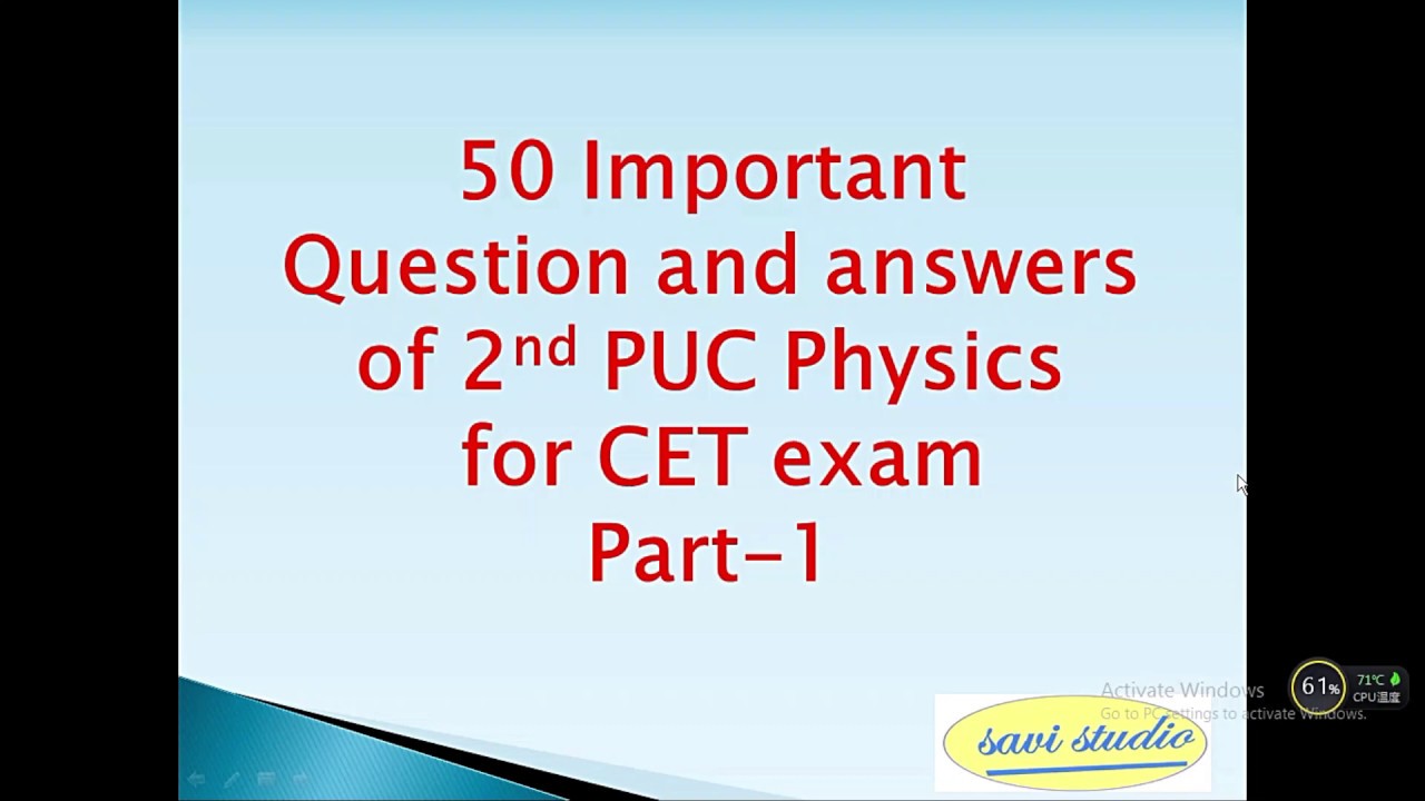 Important Q an A | PHYSICS-PART1| KARNATAKA CET 2020