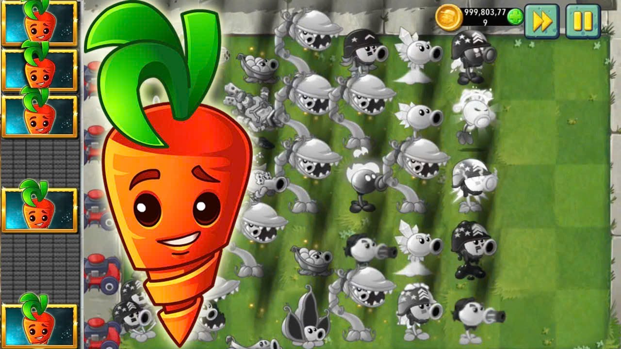 Pvz 2 Discovery - All Pea Plants & Intensive Carrot Vs 9999 Zombies
