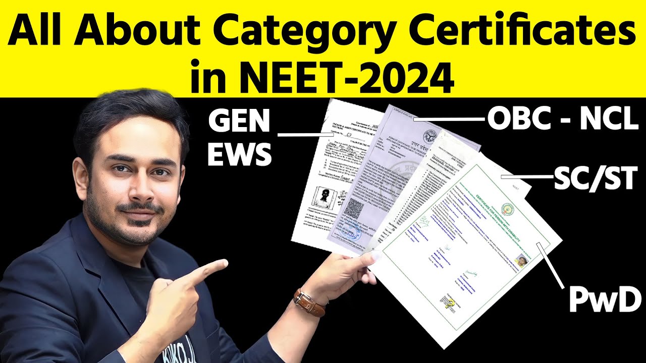 All About Category Certificate in NEET-2024 | EWS | OBC NCL | SC | ST | PwD | MBBS | NTA | MCC | NMC