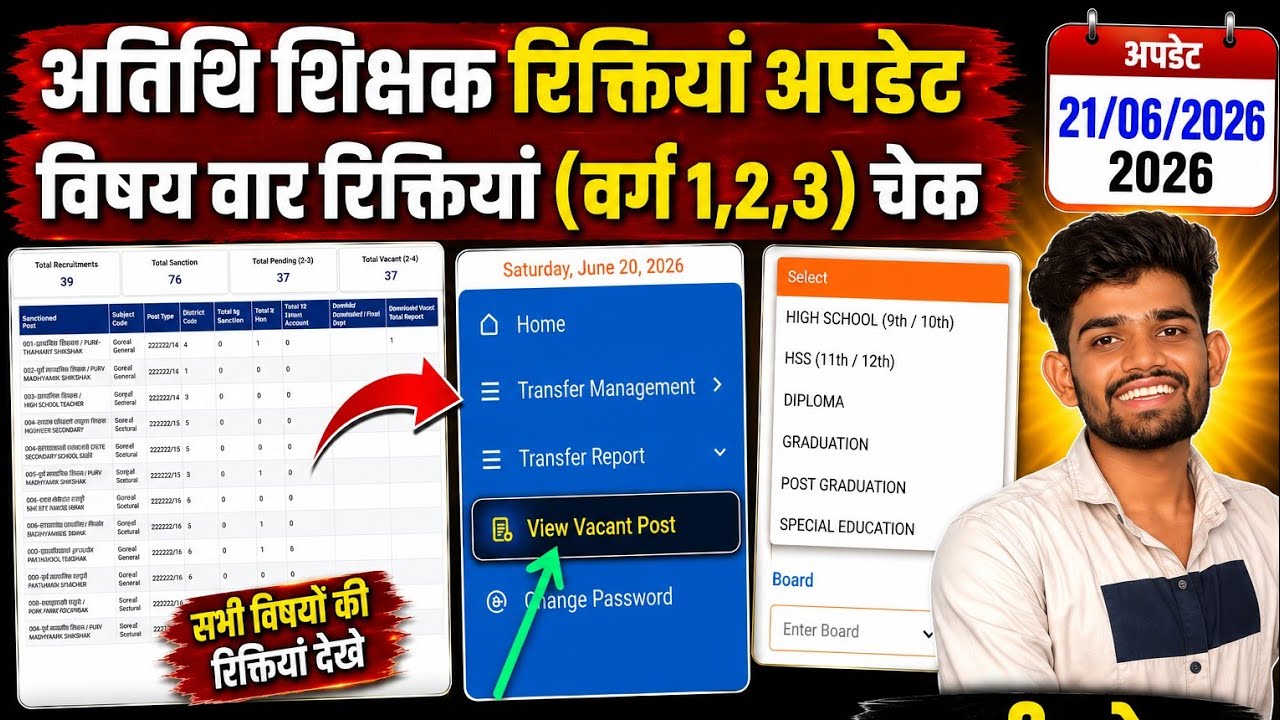 अतिथि शिक्षक रिक्तियां प्रदर्शित 2026-27 || Guest Teacher Vacancy Upadate || 3.0 Portal New Update 