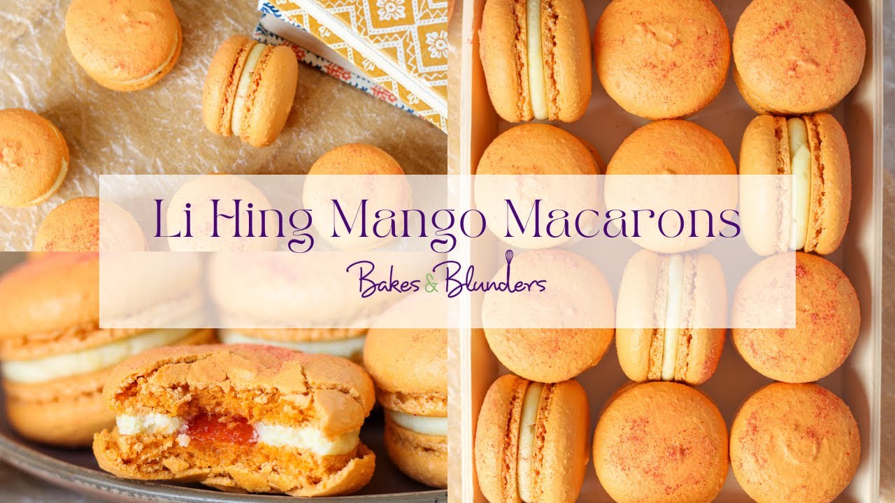Li Hing Mango Macarons with Mango Ganache and Li Hing Mango Coulis Filling