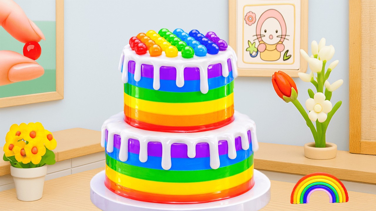 Sweet Rainbow Chocolate Cake Decorating 🌈Miniature 2-tier Buttercream Rainbow Cake by Sweet Cakes
