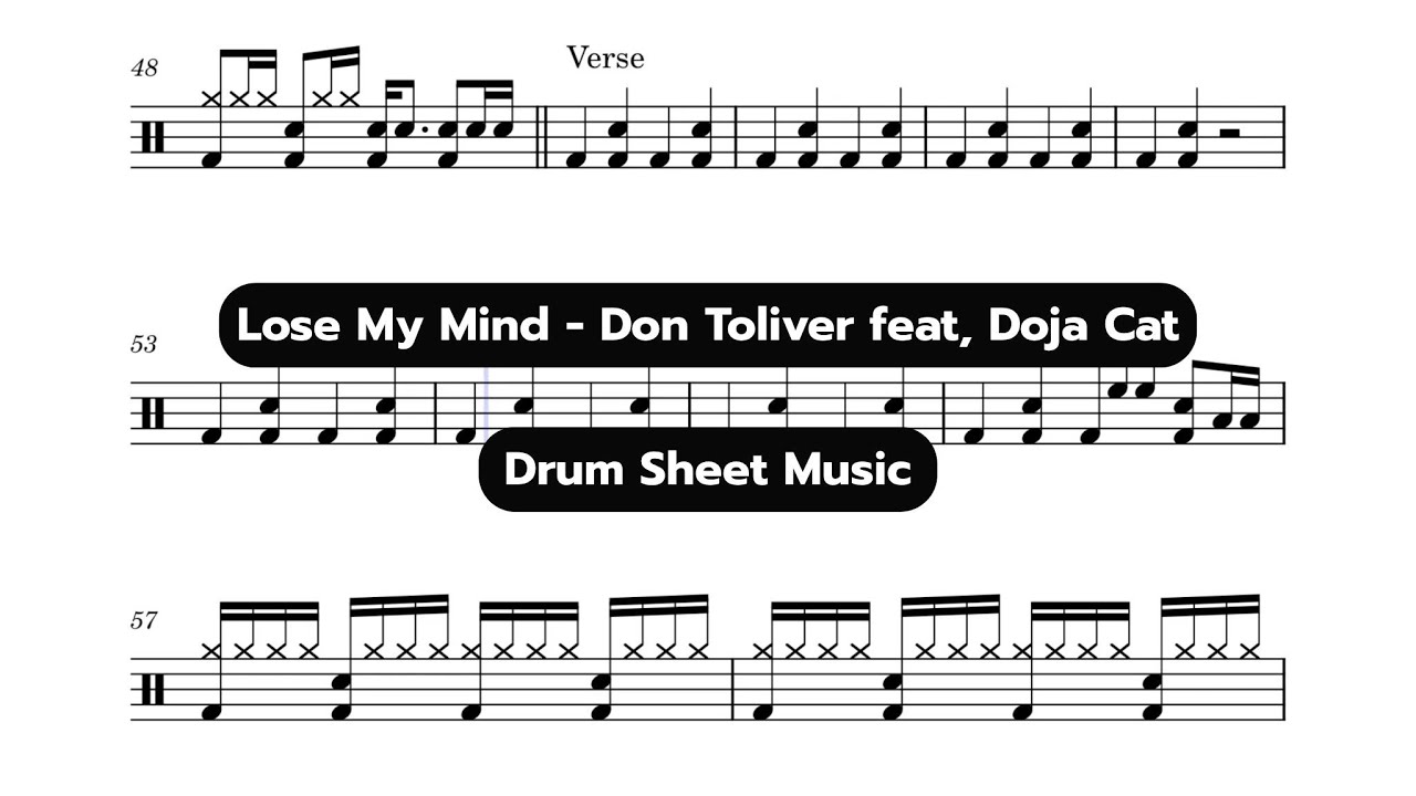 Lose My Mind - Don Toliver feat. Doja Cat / Drum Sheet Music #drumsheet #losemymind #dojacat