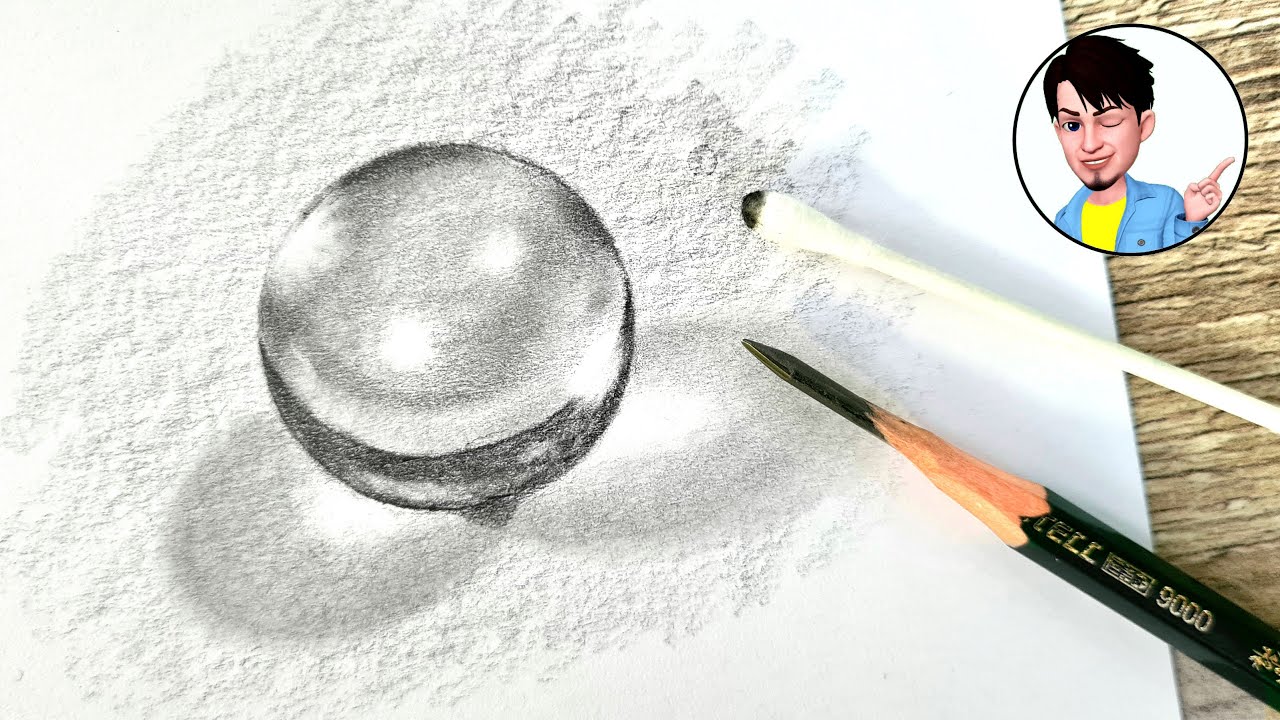 Drawing a realistic CRYSTAL SPHERE (Glass Ball) Step by Step