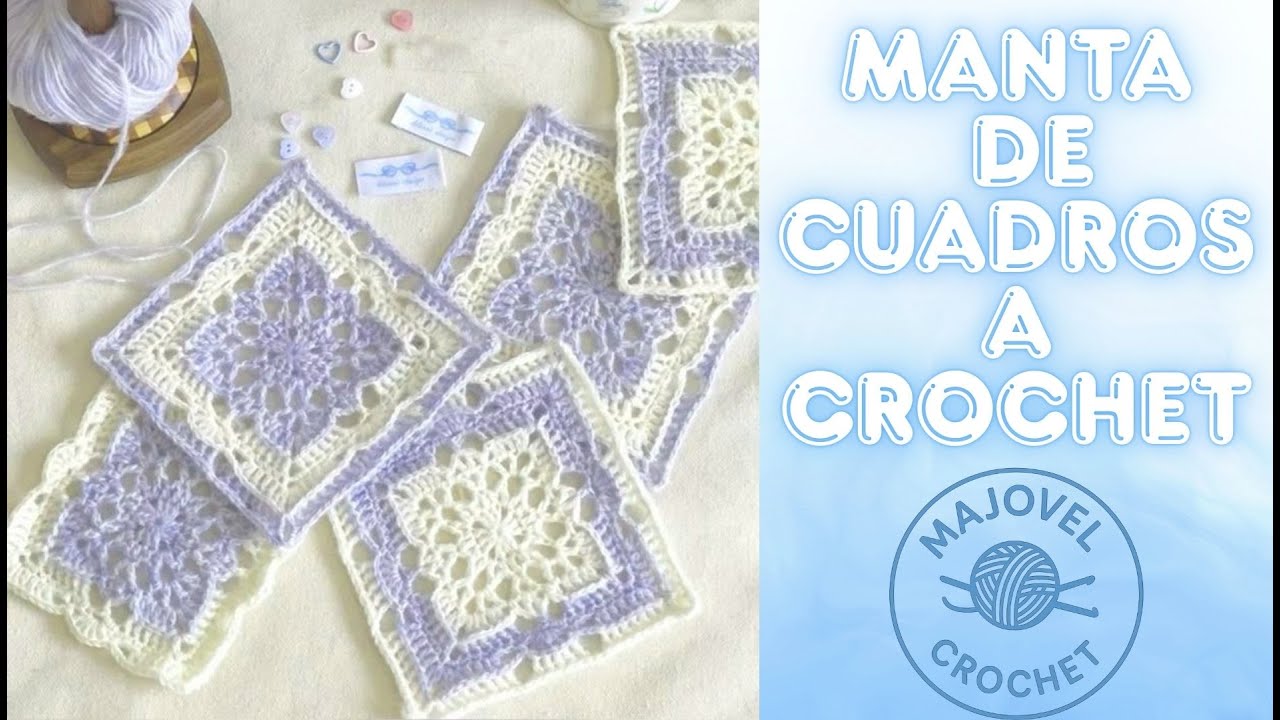 Manta de cuadros a crochet 🧶  Fácil, versátil y adaptable a cualquier tamaño