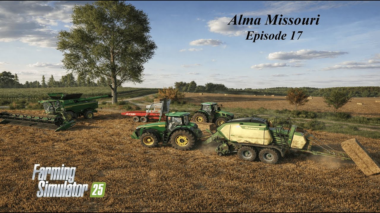 Harvesting WHEAT, Raking/Baling & Collecting STRAW BALES | Alma Missouri | FS25 | Episode #17
