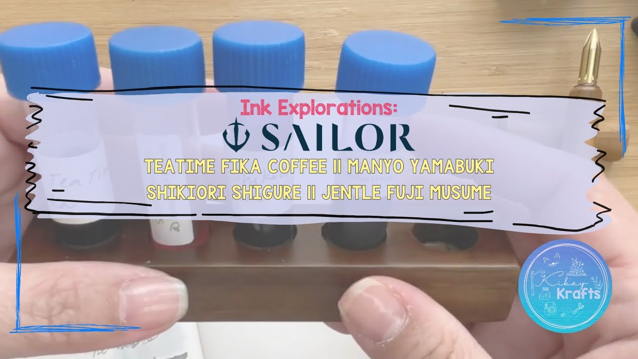 Ink Swatch with me: Teatime Fika Coffee || Manyo YamabukiShikiori || Shigure || Jentle Fuji Musume