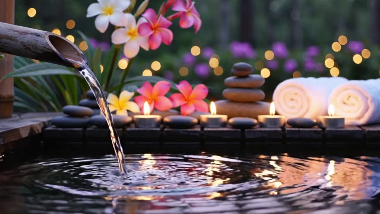 Relaxing Music Relieves Stress, Anxiety and Depression 🌿 Peaceful Piano + Bamboo Water Fountain