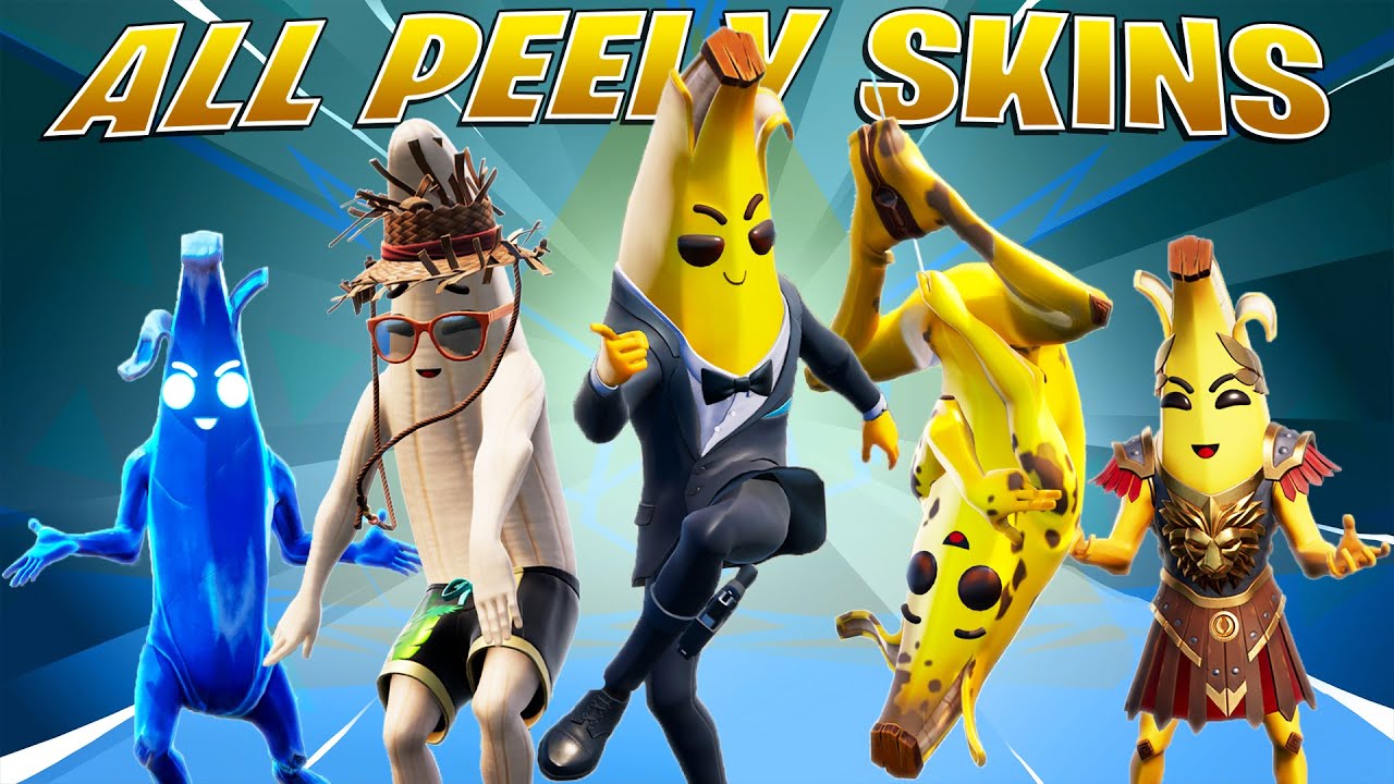 All Peely Skins/Outfits in Fortnite! (Locker and Dance Gameplay) Showcase