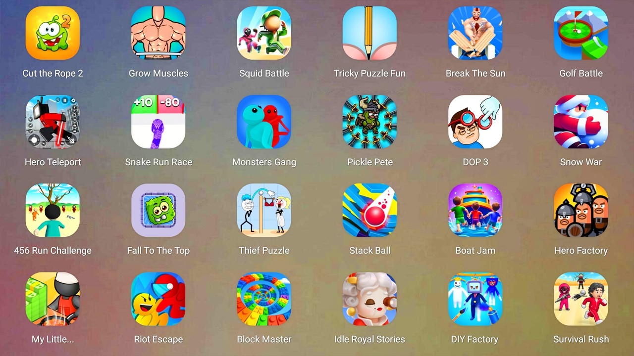 Roblox,Lucky Balls,Barra's Granny House,Save the Fish,Subway Surfers,Find the Alien 2,Hide in The...