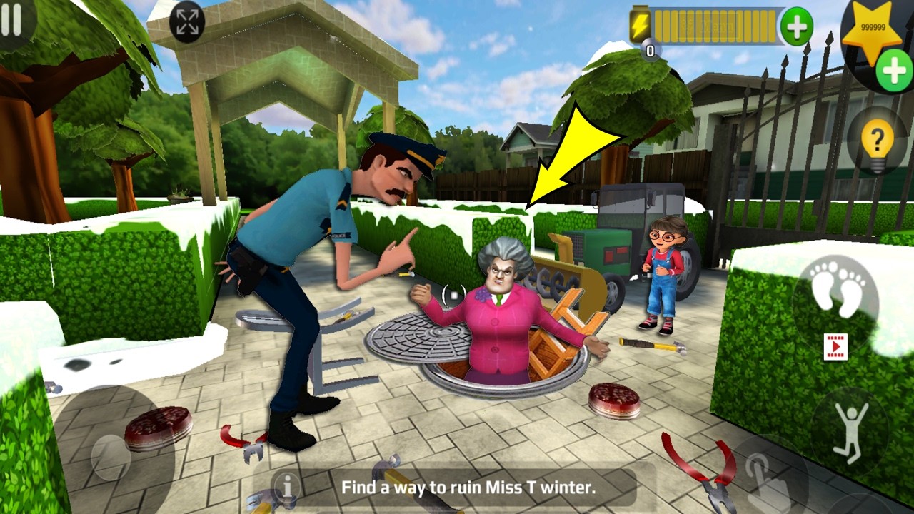 Scary Teacher 3D - New updater - troll Miss T fell face down so fun part 5488#scaryteacher3d