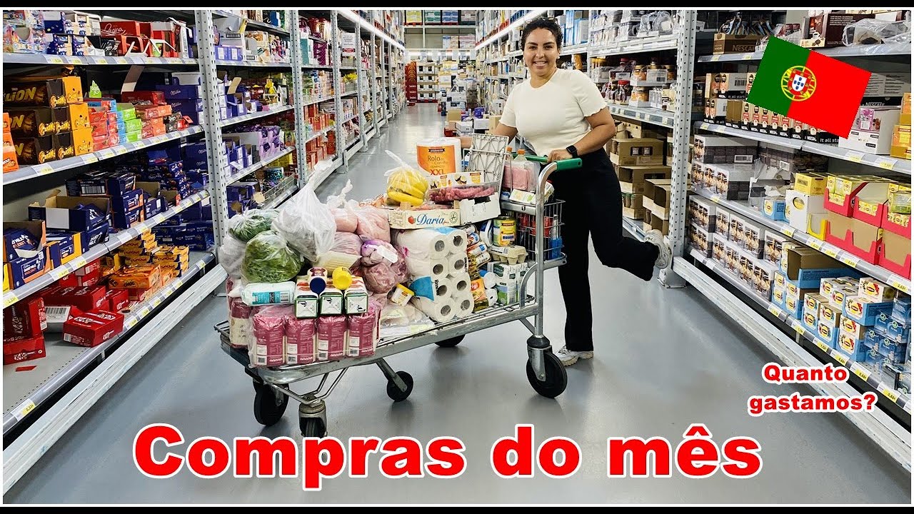 COMPRAS DO M&Ecirc;S NO MERCADO ATACADO EM PORTUGAL🇵🇹/ Chocada com o valor😱/ Meu celular caiu no bueiro🥲