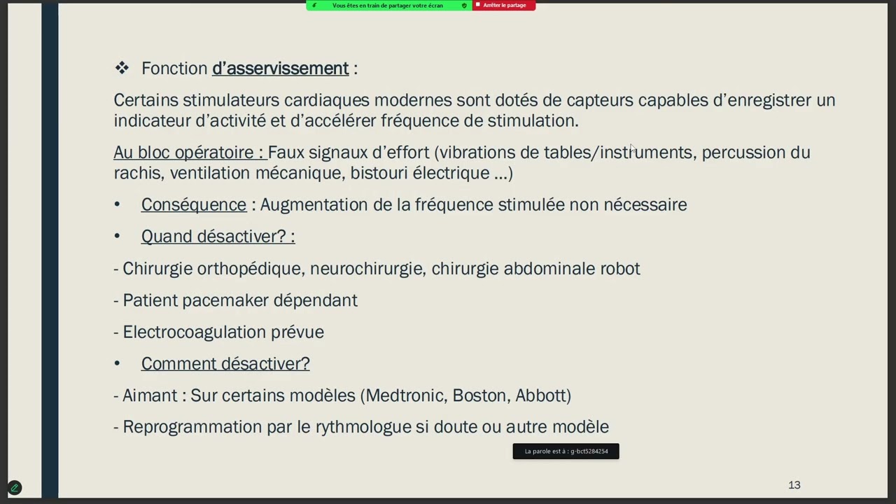 Dispositifs implantables et anesthésie
