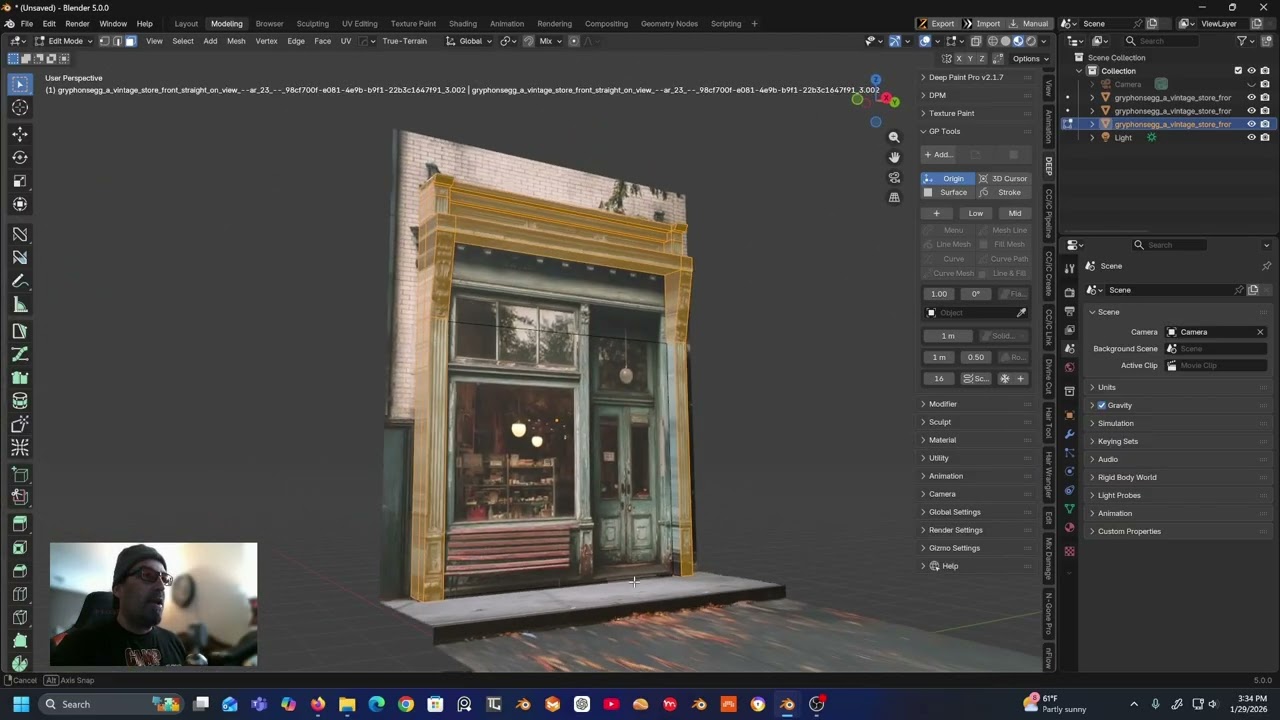 Blender 5 -  Pullout method vintage store from a single image