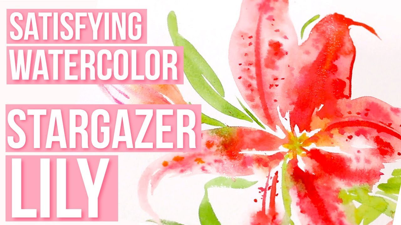 Satisfying Watercolor | Stargazer Lily Flower Painting Time Lapse