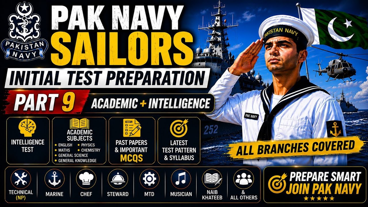 Pak Navy Sailors initial test preparation PART 9 | Academic + Intelligence | Technical, NP, Marine