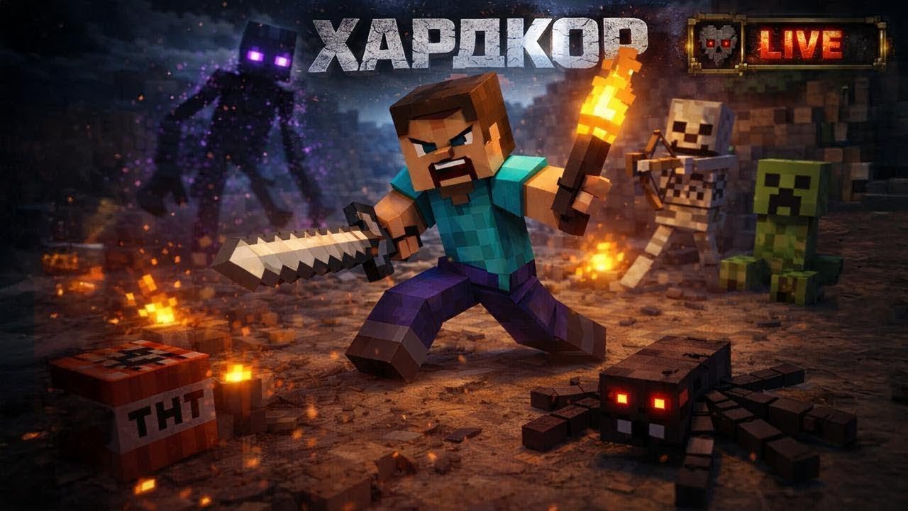 Одинокий хардкор в Minecraft: Bedrock Edition!