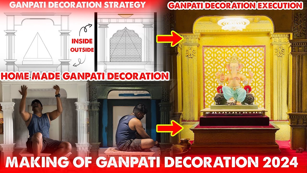 MAKING OF GANPATI DECORATION 2024 🤩 / RAJ MAHAL 3.0 DECORATION  / YASH PANCHAL