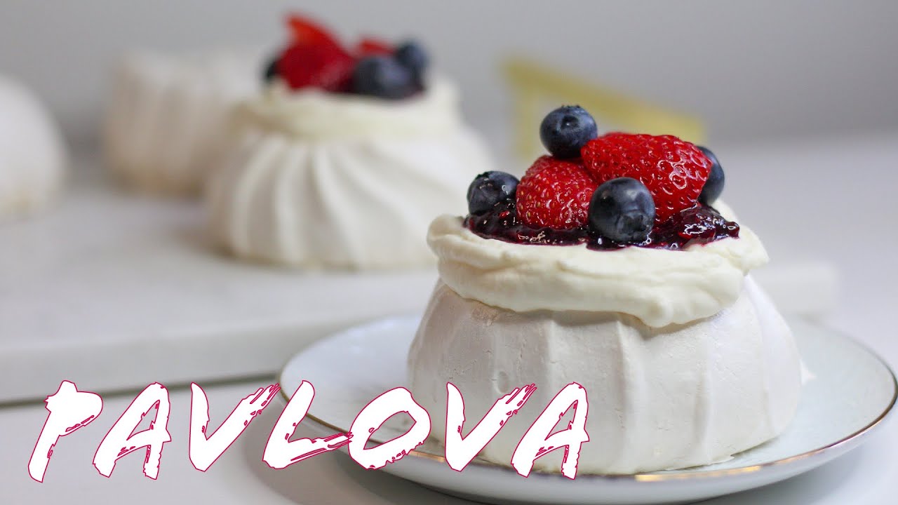 Mini Pavlovas | Fresh Strawberries, Whipped Cream, Mixed Berry Sauce