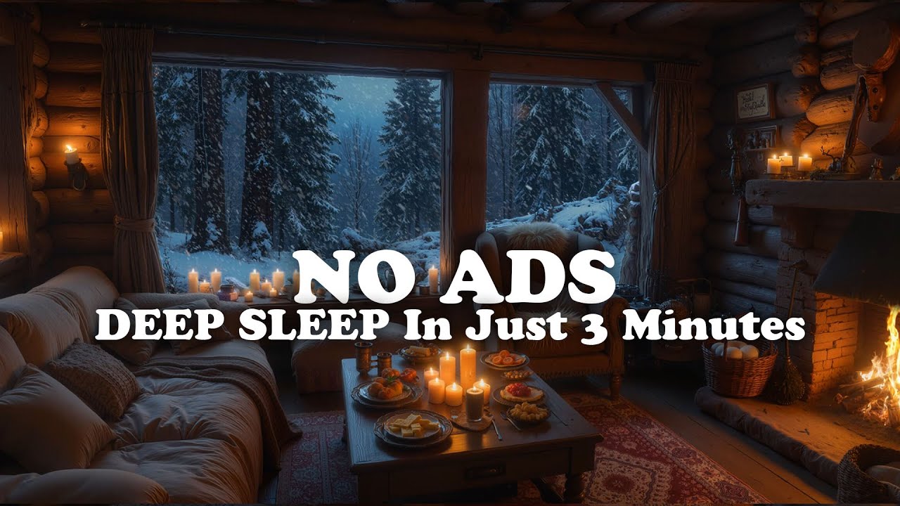 Cozy Cabin in a Blizzard ❄️ Crackling Fire Sounds for Deep Relaxation & Sleep 🔥