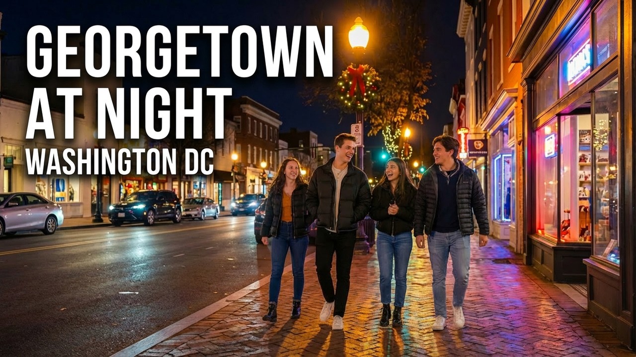 🇺🇸 Most Beautiful Night Walk in DC | Georgetown Glowing #WashingtonDC #BeautifulPlaces #NightTour👫