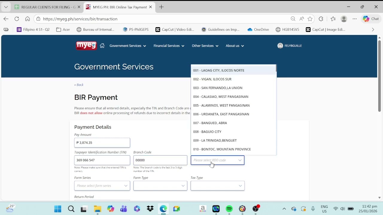 HOW TO PAY QUARTERLY PERCENTAGE TAX THRU MYEG