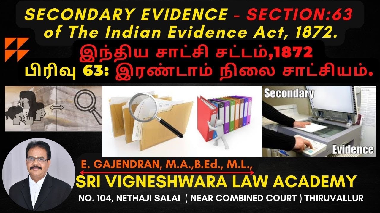 SECONDARY EVIDENCE - Section:63 of The Indian Evidence Act,1872.