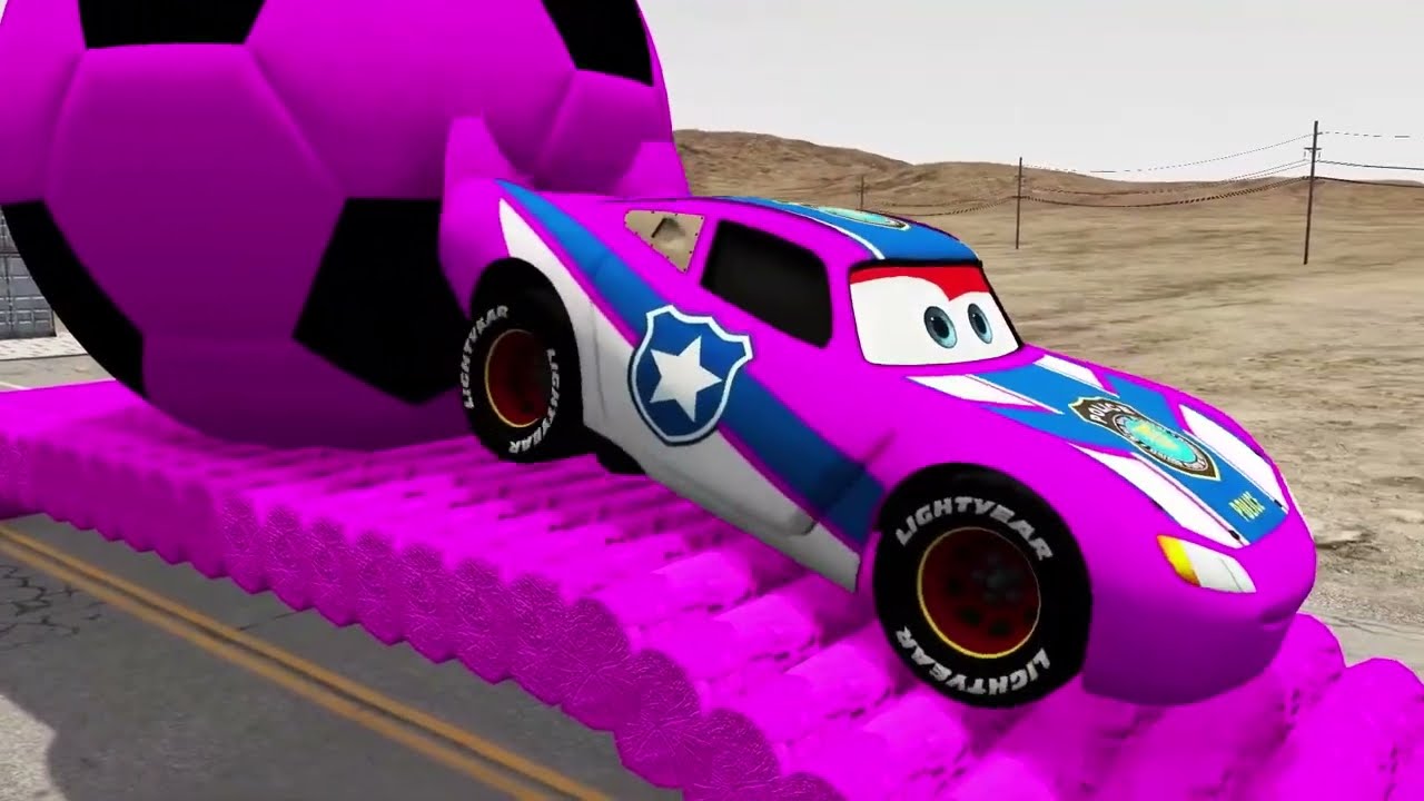 TRANSPORTING PIXAR CARS & FRUITS WITH COLORED & JOHN DEERE vs CLAAS vs TRACTORS - BeamNG.drive #983