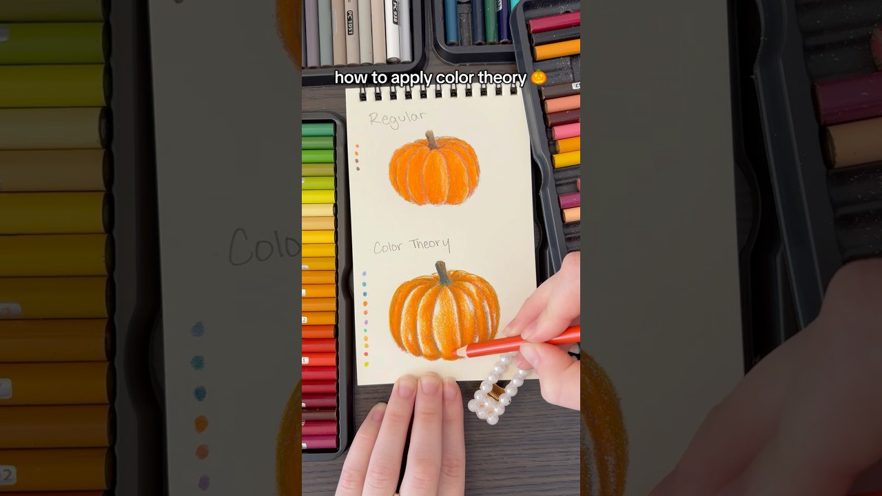 How to elevate art w color theory | colored pencil tutorial #colortheory #coloring #pumpkin #art