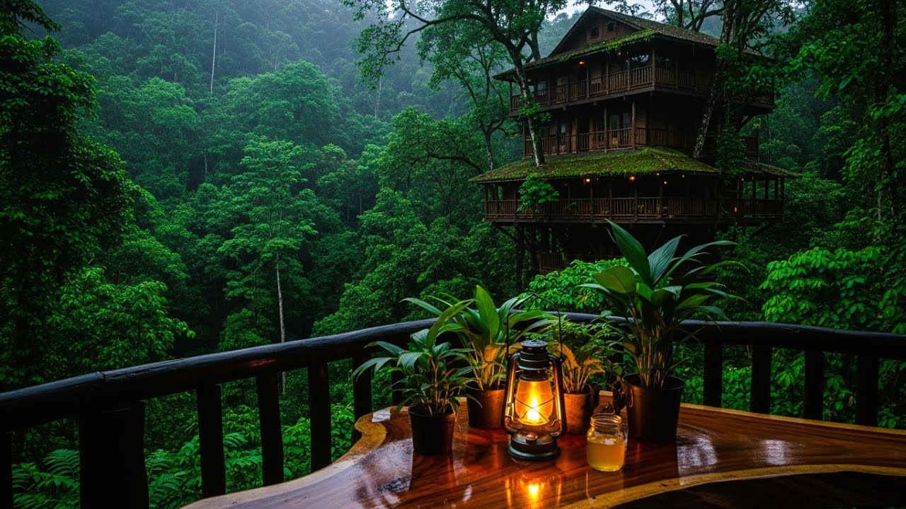 Rainforest Rain, Distant Thunder & Deep Jungle Sounds