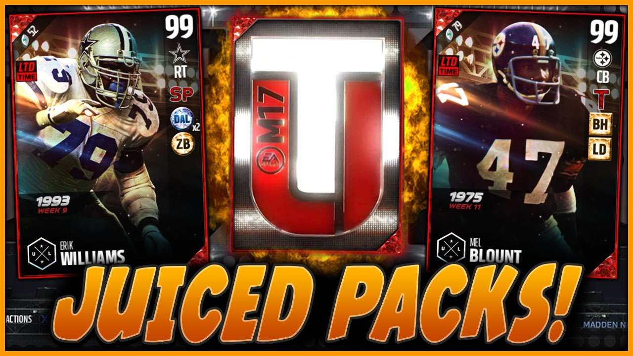 OMG! JUICED PACKS!! | 99 BLOUNT AND WILLIAMS! | MUT 17 PACK OPENING