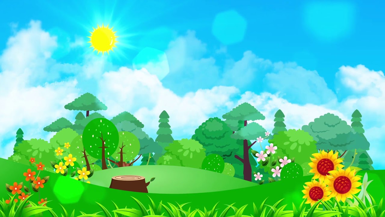 Cartoon summer sun forest background - Cartoon kids