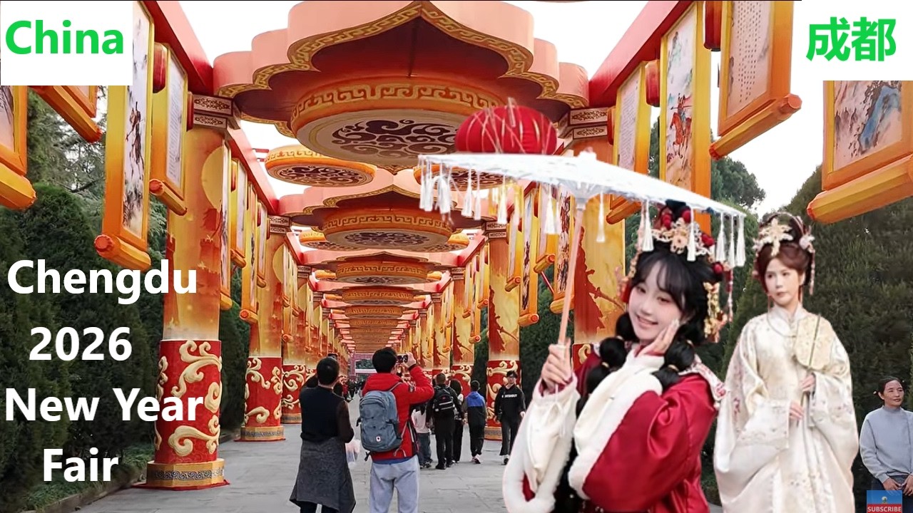 China Chengdu city tour in WuhouTemple (Wuhouci): 2026 Chinese New Year Festival celebration footage