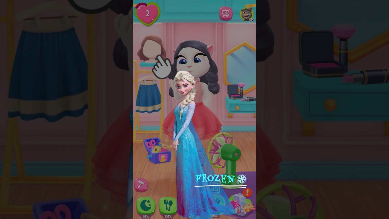 Princess Elsa makeover with talking Angela 2 