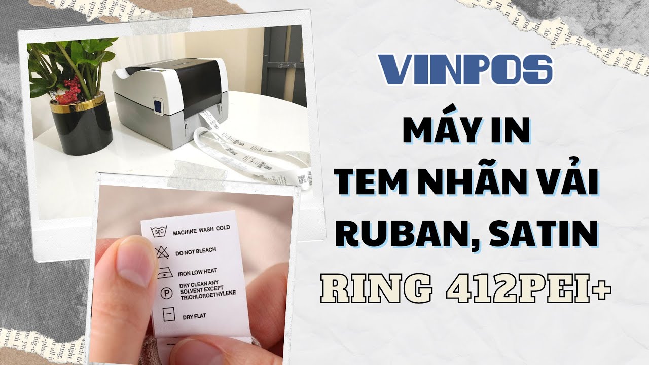 Máy in tem nhãn vải ruban, satin RING 412PEI+ (300dpi) in tem sắc nét, chuyên nghiệp