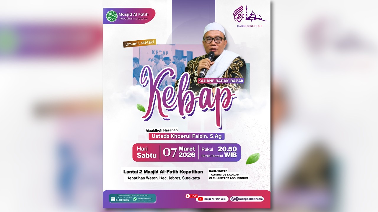LIVE KAJIAN KEBAP (KAJIANE BAPAK-BAPAK) SPESIAL RAMADHAN | MASJID AL-FATIH KEPATIHAN SURAKARTA