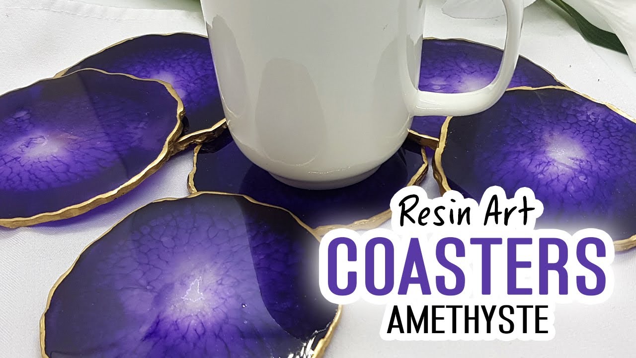 Resin art  - How to make amethyst resin coasters using a silicone mold
