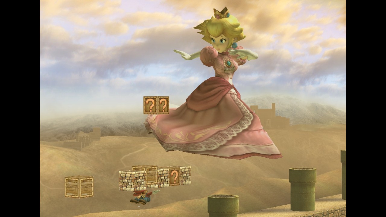 Giant Princess peach VS Mario Bros【SSBB】