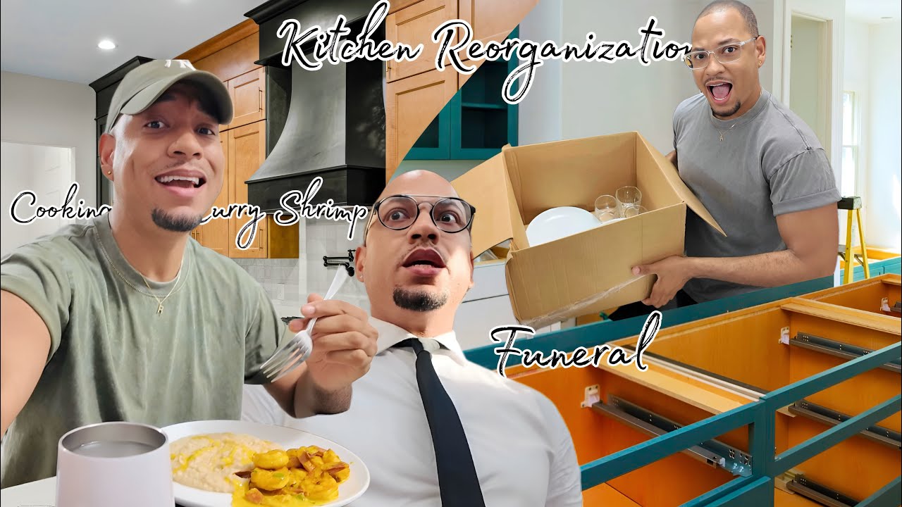 REORGANIZE MY KITCHEN WITH ME + COOKING CURRY SHRIMP + HOT PILATES | QUITE PERRY