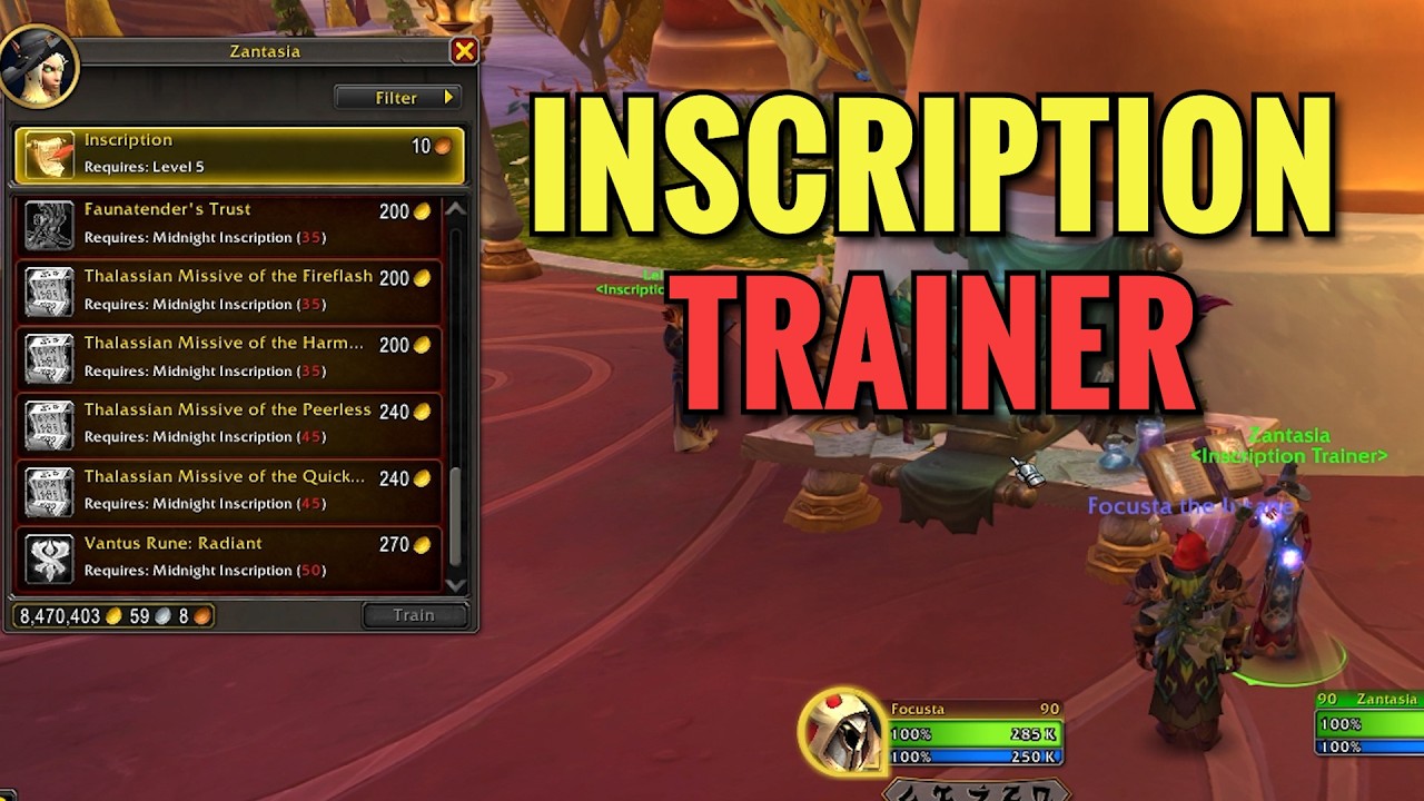 Silvermoon City Inscription Trainer Location (WoW Midnight)