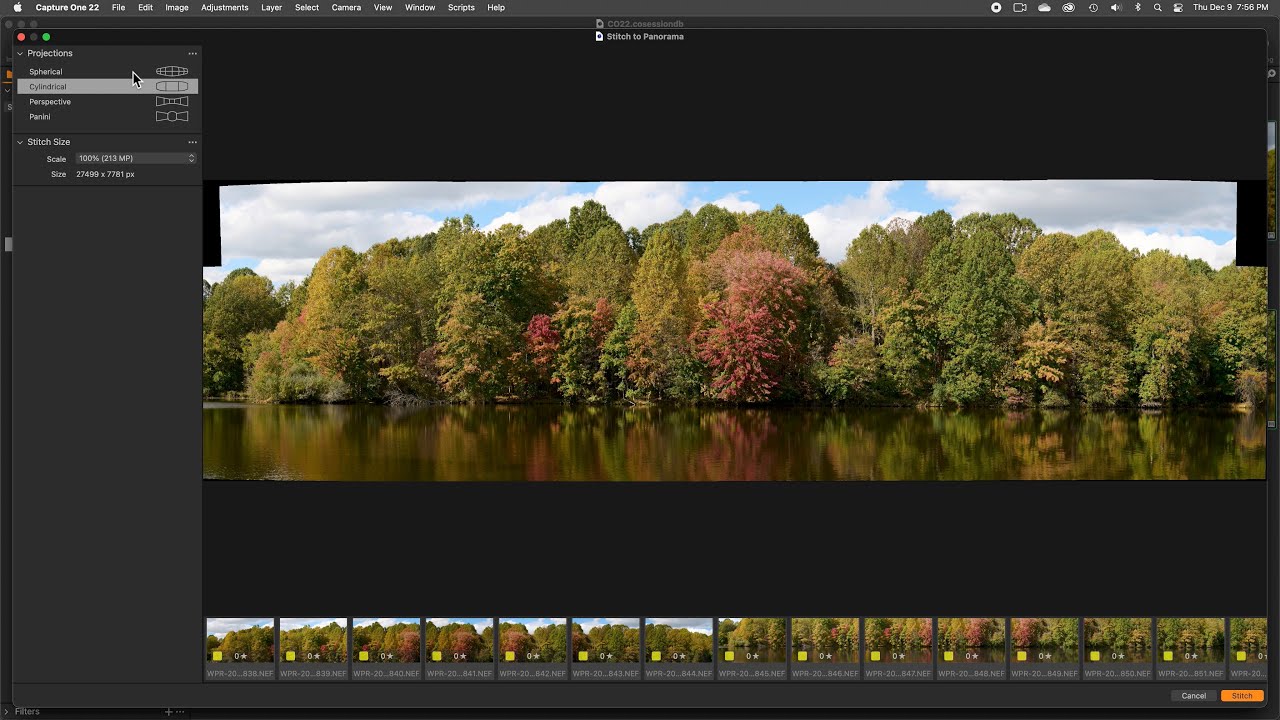 Capture One 22 - Pano Stitch Multiple Rows of Images